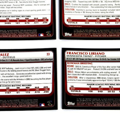 2011 BOWMAN CHROME TOPPS BASEBALL CARDS SET OF 57 - ALL MINT