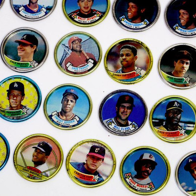 1987 TOPPS BASEBALL COINS COLLECTION - Topps Metal Coins Tin Caps - Lot of 55