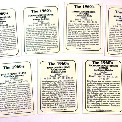1978 TCMA BASEBALL CARDS SET - The 1960's - 580 CARDS LOT - ALL MINT