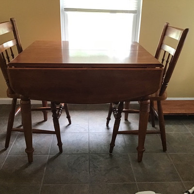SOLID WOOD TABLE WITH TWO CHAIRS