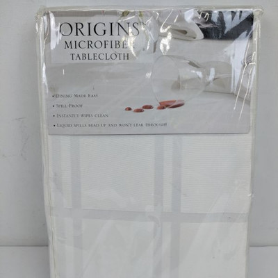 Origins Microfiber Tablecloth, White, 70