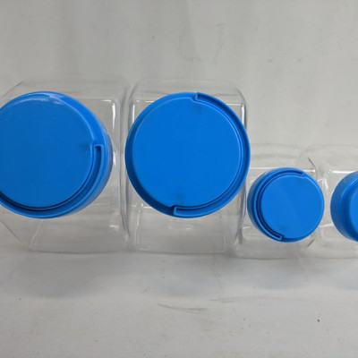 Clear/Blue Containers, 2 Big 2 Small - New