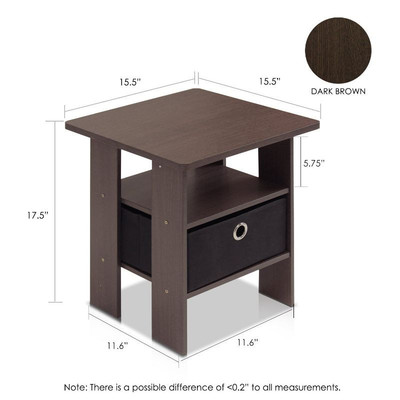 Furinno End Table/Night Stand with BIn Drawer, Model #11157 - New