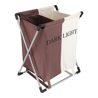 Foldable Laundry Basket, 2 Sections Washing Clothes Organizer Storage Bag - New