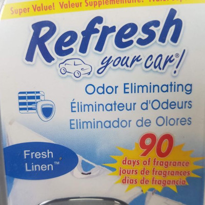 Refresh Odor Eliminating Car Clips. 2x2 Clips (4) Fresh Linen Scent - New