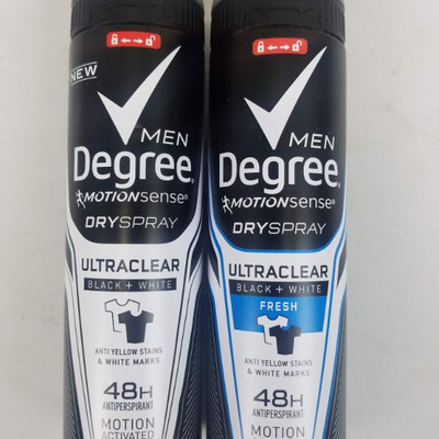 Men Degree Dry Spray 48H Antiperspirant Qty 2 Ultra Clear, 3.8 oz each - New