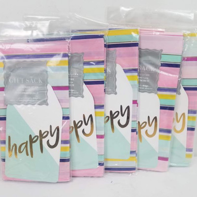 Large Striped Gift Sacks, Qty 5 Includes 