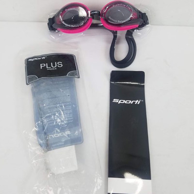 Sporti Plus Goggles, Black & Pink with Anti-fog & UV Shield - New