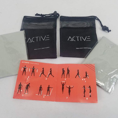 Active Resistance Bands. 2 Sets with Storage Bags - New
