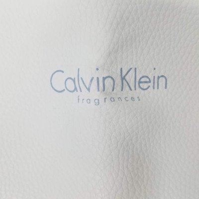 Calvin Klein White Tote Bag with Blue Handles, Blue Interior - New