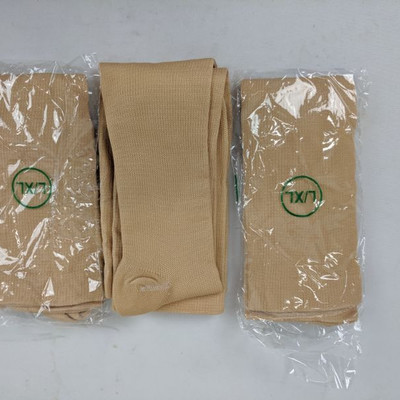 3 Pairs of Compression Socks, Tan, L/XL - New, One Without Packaging