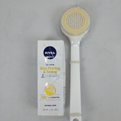 Nivea Gel- Cream Skin Firming/Toning & Back Brush - New