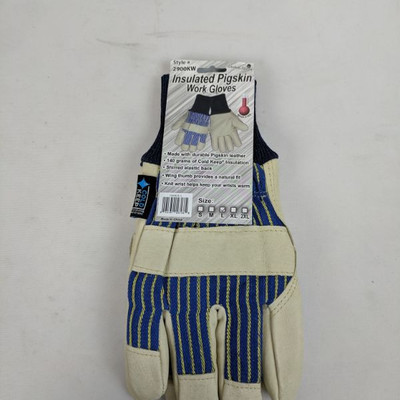 Cold Keep Insulated Pigskin Work Gloves, Large - New