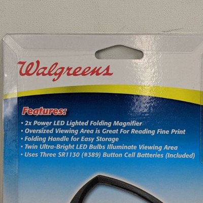 Walgreens 2x Power Folding Handle Magnifier - New