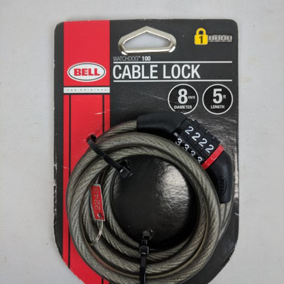 Bell Cable Lock 8 mm 5 Ft Length - New