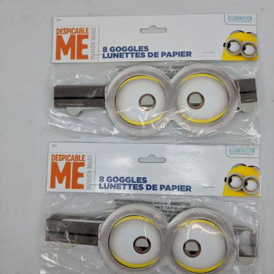 Despicable Me Minion Goggles, Set of 2, 8 Per Pack - New