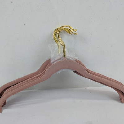 Gold/Pink Hangers, Set of 10 - New