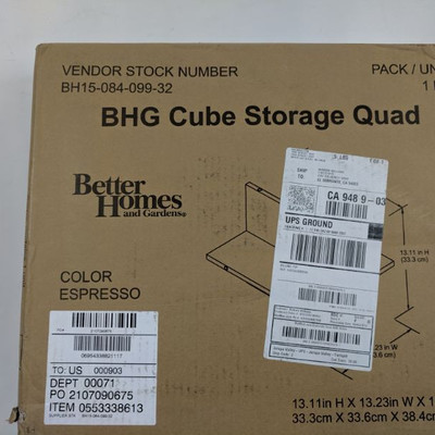 BHG Cube Storage Quad, Espresso Qty 4 - New