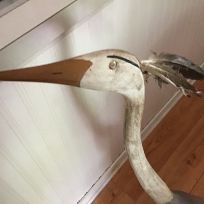 Solid Wood Painted Heron