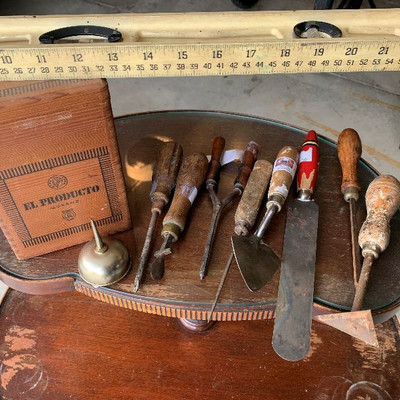 Vintage tools and cigar box