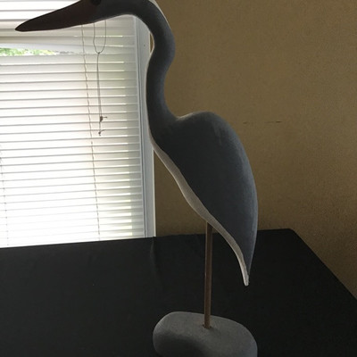 Blue Heron Hand Painted Statue