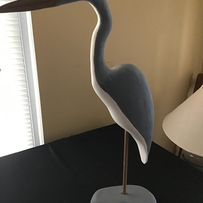 Blue Heron Hand Painted Statue