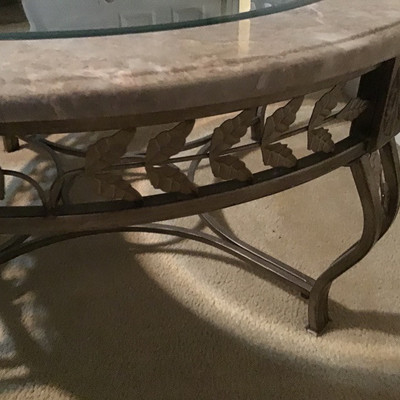STONE TRIMMED GLASS TABLE