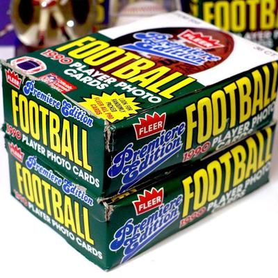 1990 FLEER Football NFL Player Photo Cards 2 Wax Packs Boxes Complete - D-005