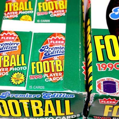 1990 FLEER Football NFL Player Photo Cards 4 Wax Packs Boxes Complete - D-007