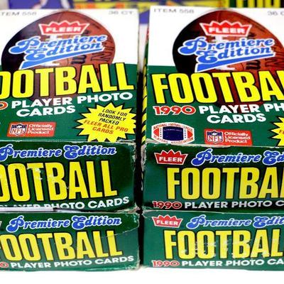 1990 FLEER Football NFL Player Photo Cards 4 Wax Packs Boxes Complete - D-007