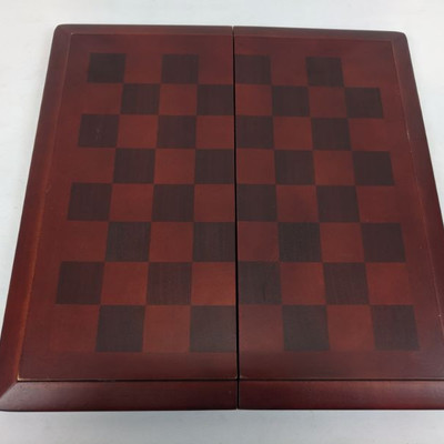 Folding Chess Board w/ Compartment & Pieces, Complete