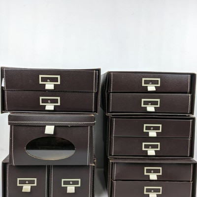 Faux Leather Storage Drawers, Set of 6, Brown, 19
