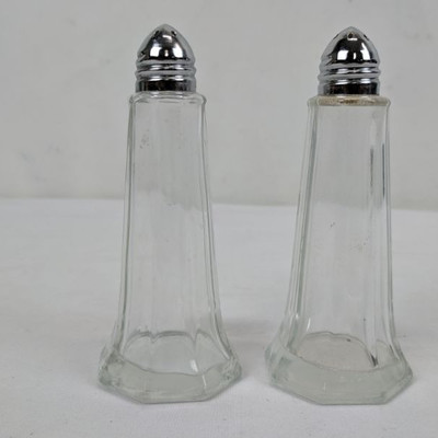 Glass Salt & Pepper Shaker W/ SIlver Top