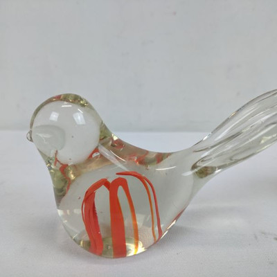 Vintage Glass Birds, One With Orange, 3