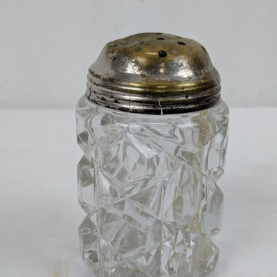 Vintage Ornate Glass Large Salt Shaker