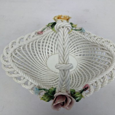 Vintage Ceramic Basket W/ Flowers