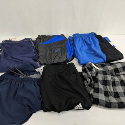 Men's Activewear: 2 XL Shorts, 3 L Shorts, 1 L Pants, 1 Medium Pants