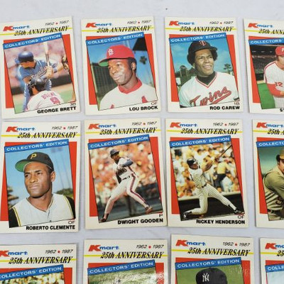 28 Baseball Cards, 25th Anniversary Cards, Kmart, 1962-1987