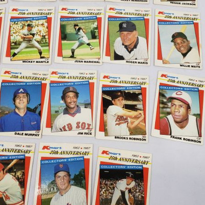 28 Baseball Cards, 25th Anniversary Cards, Kmart, 1962-1987