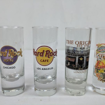 4 Shot Glasses: Hard Rock Cafe Chicago, LA, The Original London, Las Vegas
