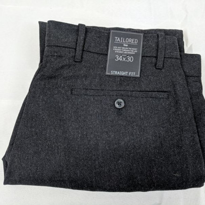 NWT Tailored Gap Dress Pants, Charcoal, Straight Fit, Size 34 x 30