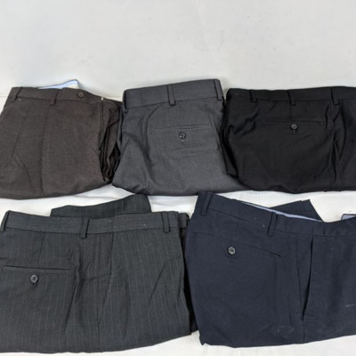 Men's Dress Pants, Size 36 x 30, 2 Gray, 1 Navy, 1 Black, 1 Brown
