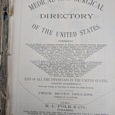 Medical And Surgical Directory Of the United States, 1886