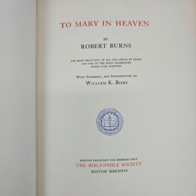 To Mary In Heaven by Robert Burns, 1916