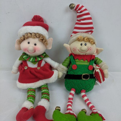 Elf Christmas Dolls, Qty 2