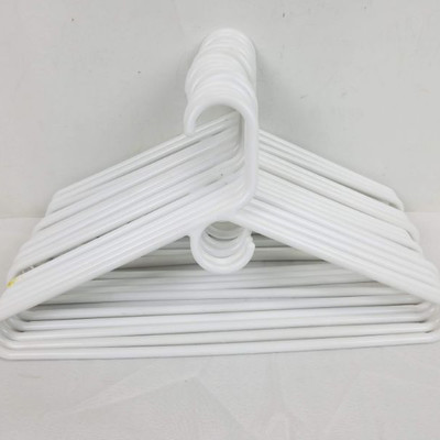 15 Heavy Duty Coat Hangers, White Plastic