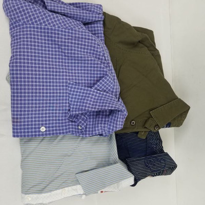 4 Men's Dress Shirts: Italia, American Eagle, Penguin 16.5 34/35, Gap Large