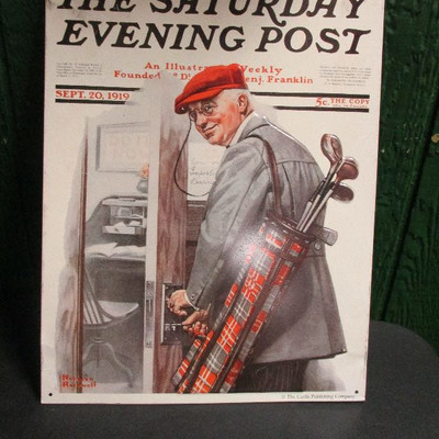 The Saturday Evening Post Sign - Golfing