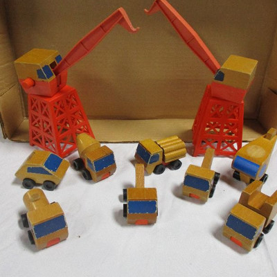 Mattel Wooden Toy Vehicle Construction Trucks