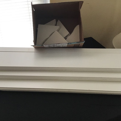 THREE WHITE WOOD SHELVES WITH BRACKETS